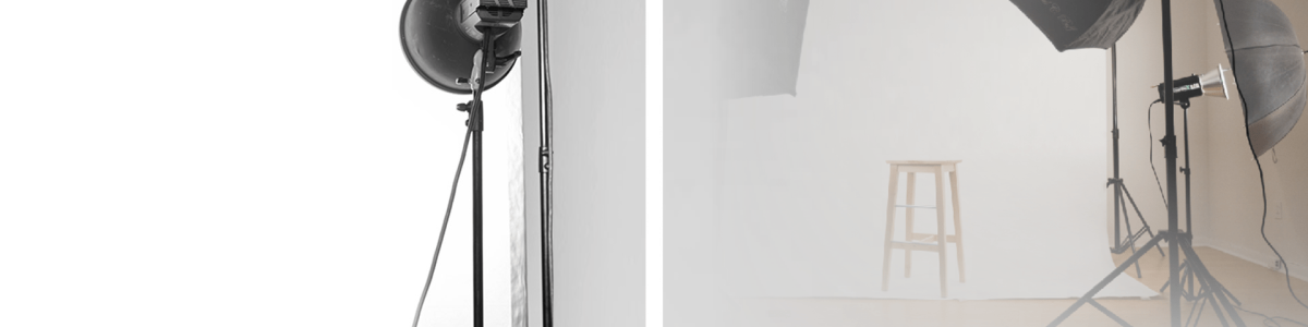 Studio photo professionnel avec éclairage et tabouret, photographe publicitaire Cholet