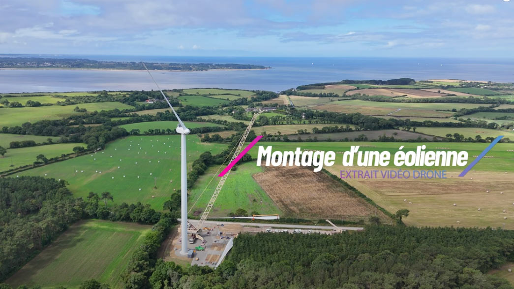 vidéo drone installation éolienne