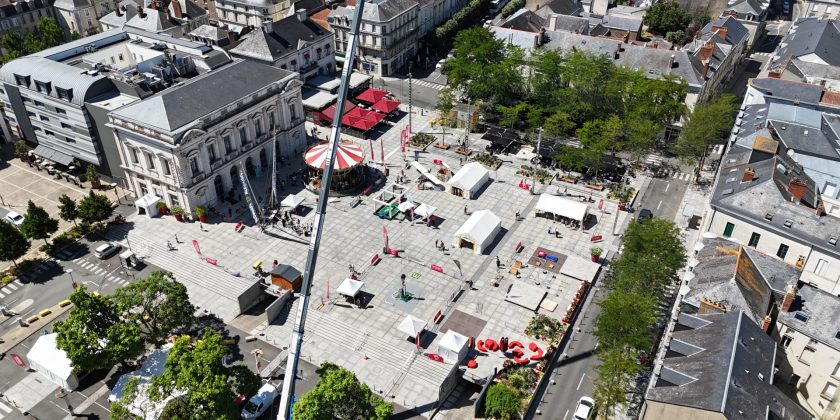 Prise de vue aérienne de festival des z'allumés à Cholet