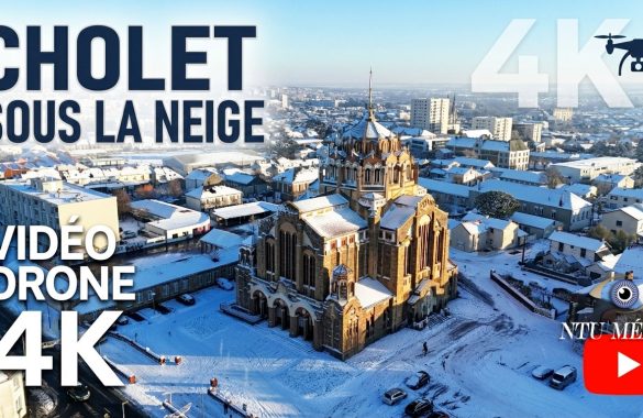 Cholet sous la neige en drone